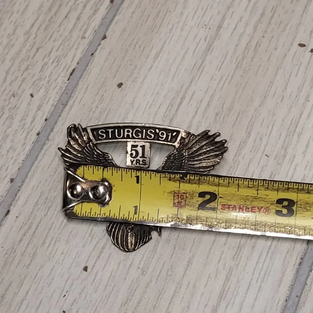 Vtg Sturgis '91 Eagle Pin Gold 51 Years Hat Tie Lapel Jacket Motorcycle Rally